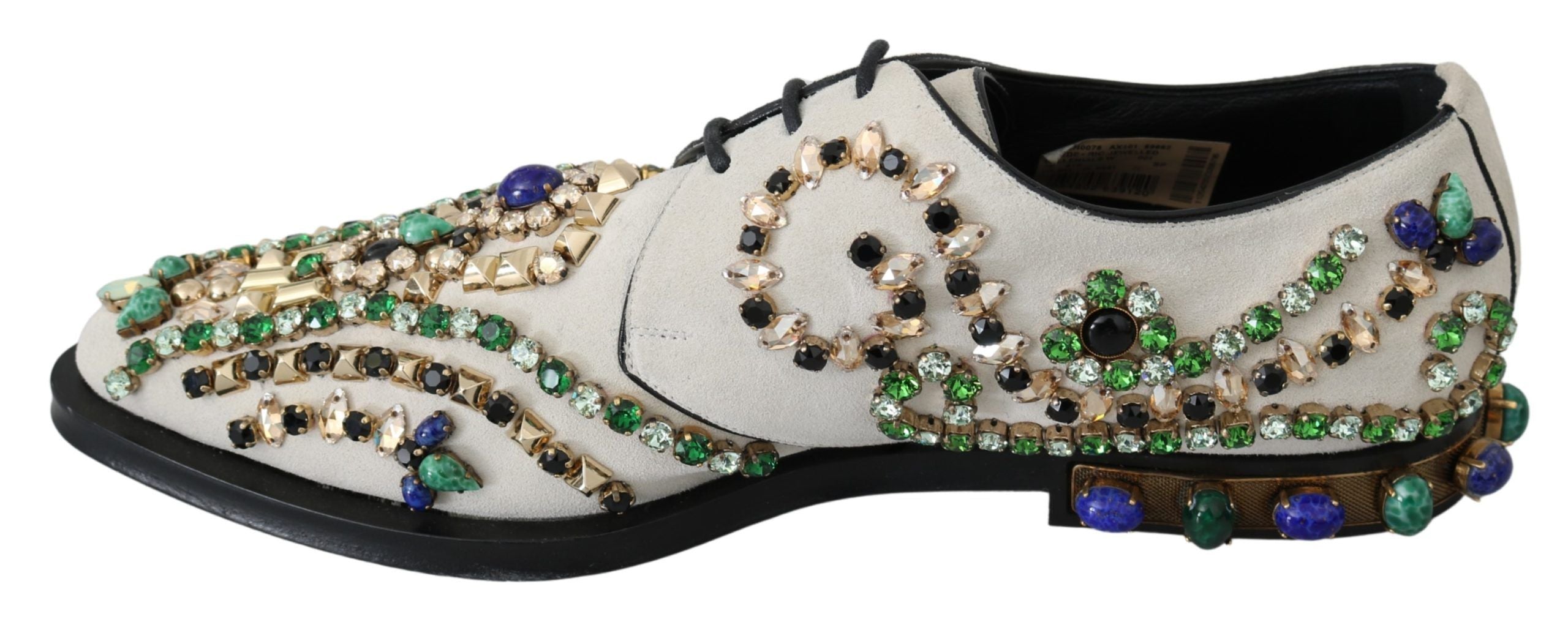 Dolce &amp; Gabbana – Elegante Ballerinas aus weißem Wildleder mit Kristallen