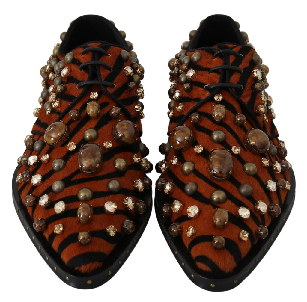 Dolce &amp; Gabbana – Ballerinas mit Tigermuster und Kristallverzierung