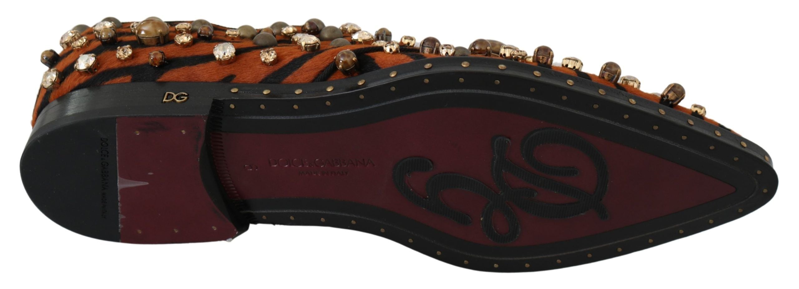 Dolce &amp; Gabbana – Ballerinas mit Tigermuster und Kristallverzierung
