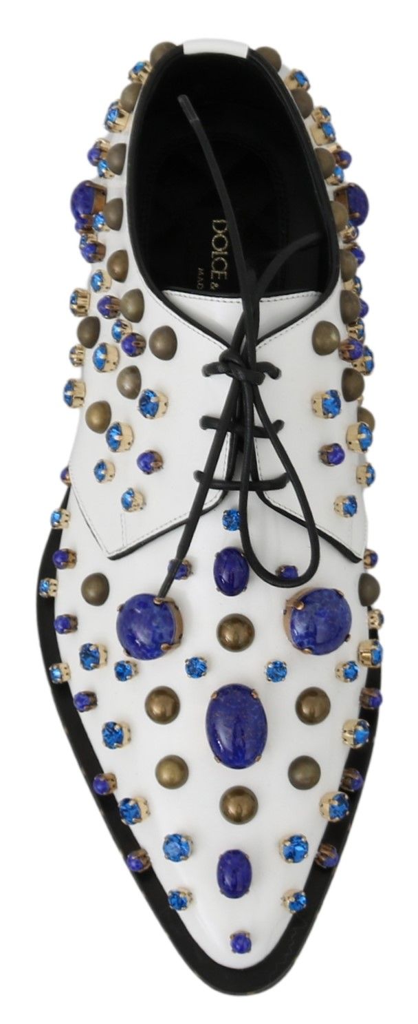 Dolce &amp; Gabbana Elegante weiße Lederschuhe mit Kristallen