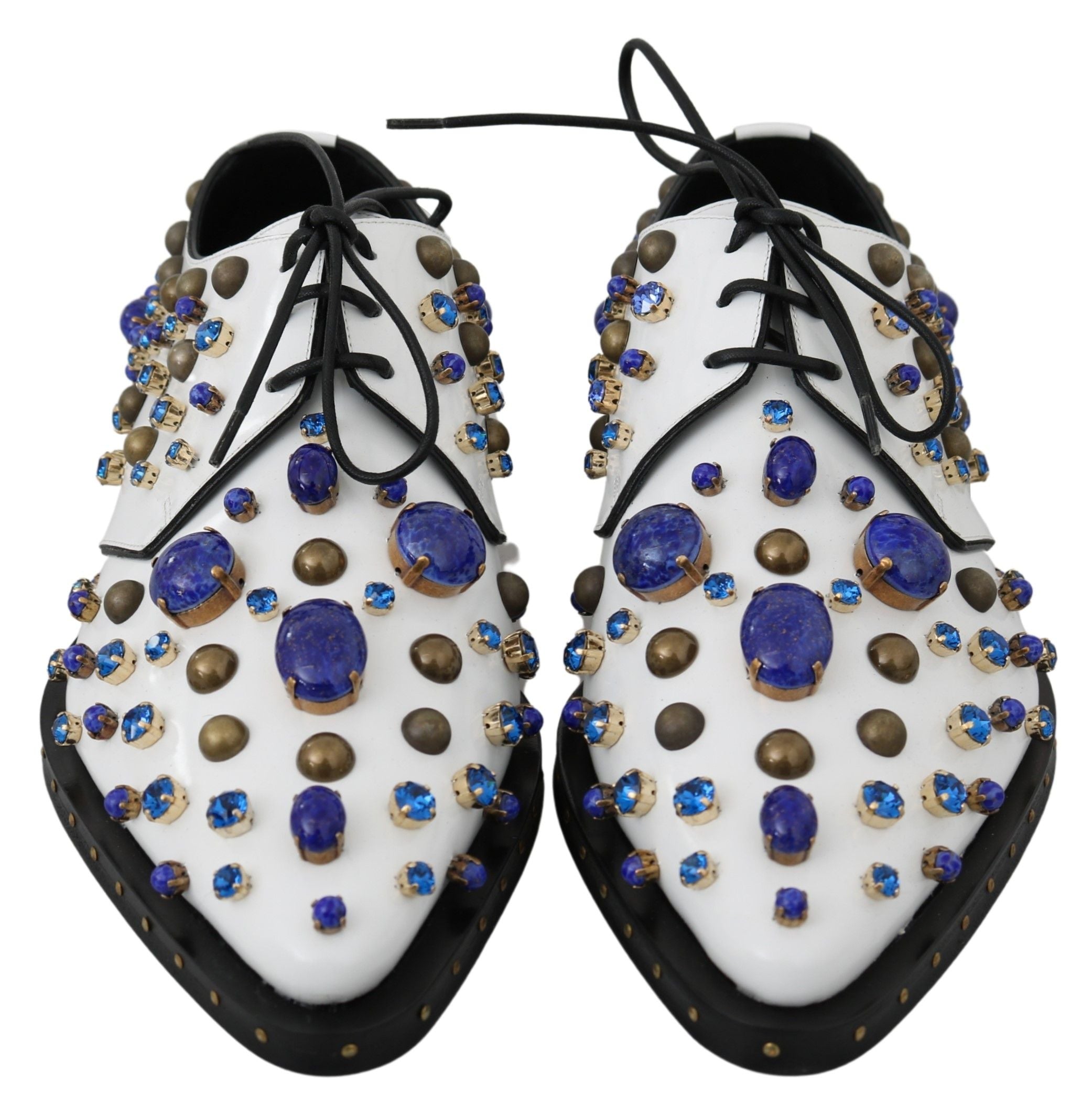 Dolce &amp; Gabbana Elegante weiße Lederschuhe mit Kristallen