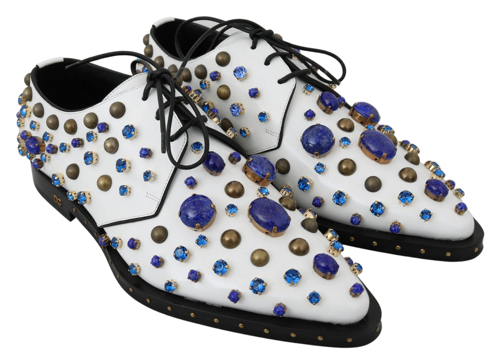 Dolce &amp; Gabbana Elegante weiße Lederschuhe mit Kristallen