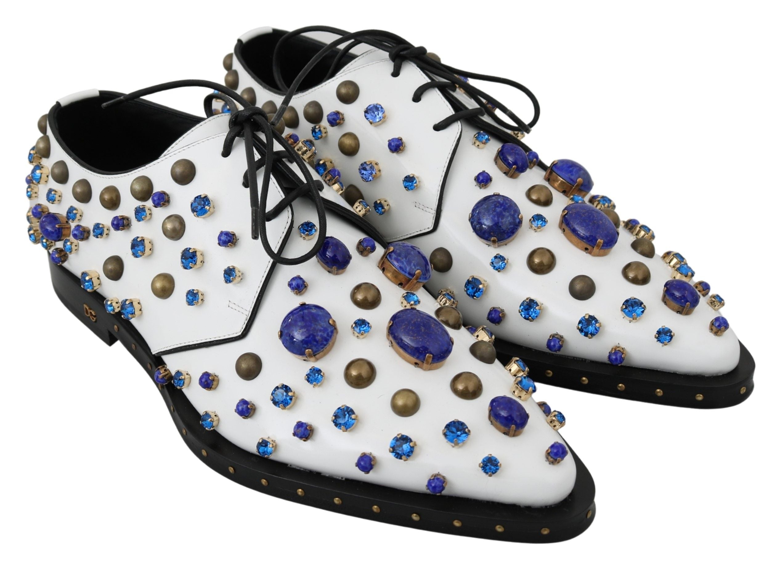 Dolce &amp; Gabbana Elegante weiße Lederschuhe mit Kristallen