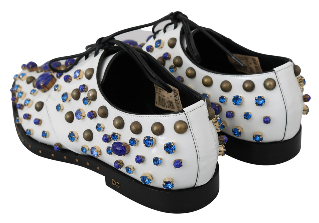 Dolce &amp; Gabbana Elegante weiße Lederschuhe mit Kristallen