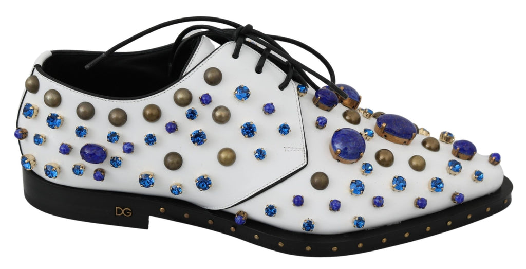 Dolce &amp; Gabbana Elegante weiße Lederschuhe mit Kristallen