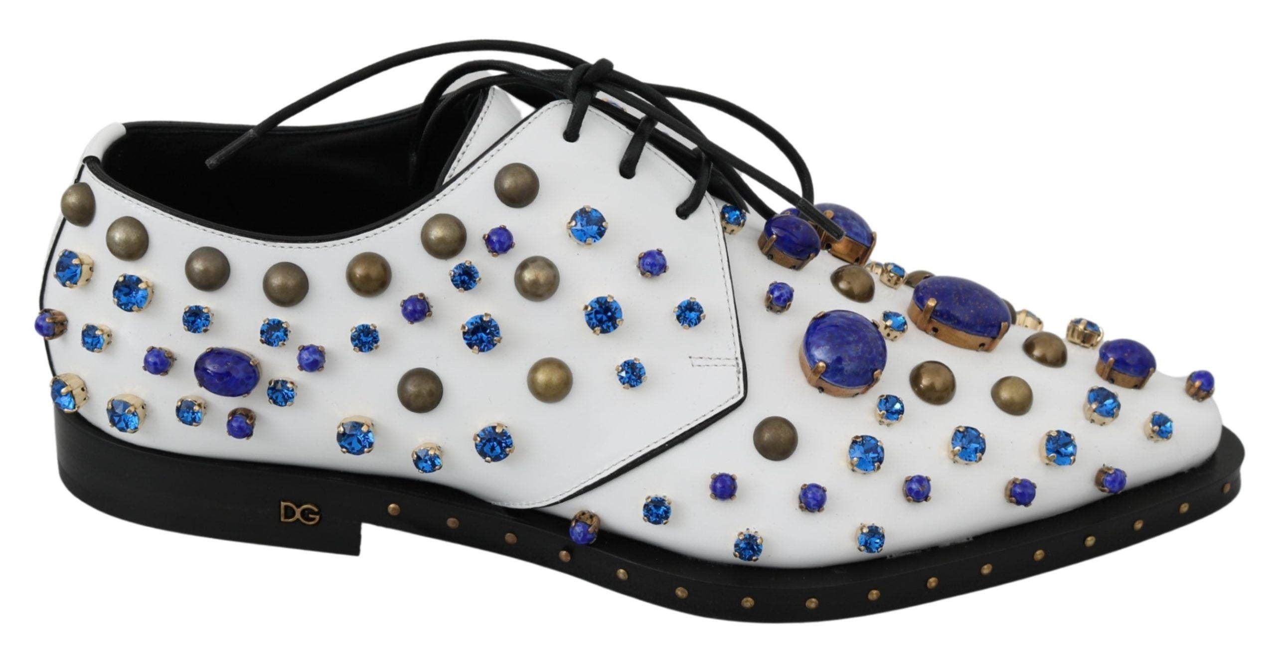 Dolce &amp; Gabbana Elegante weiße Lederschuhe mit Kristallen