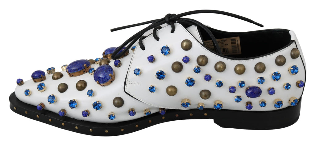 Dolce &amp; Gabbana Elegante weiße Lederschuhe mit Kristallen