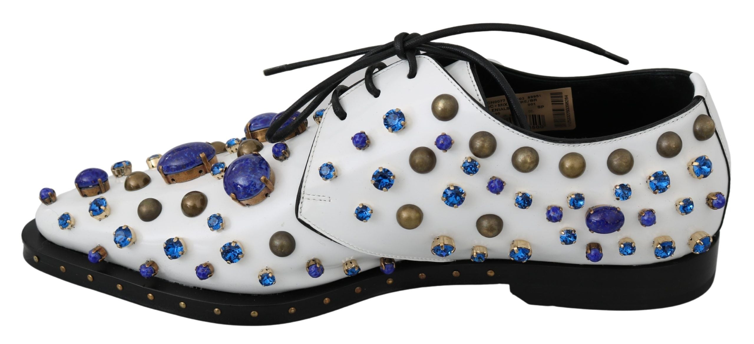 Dolce &amp; Gabbana Elegante weiße Lederschuhe mit Kristallen