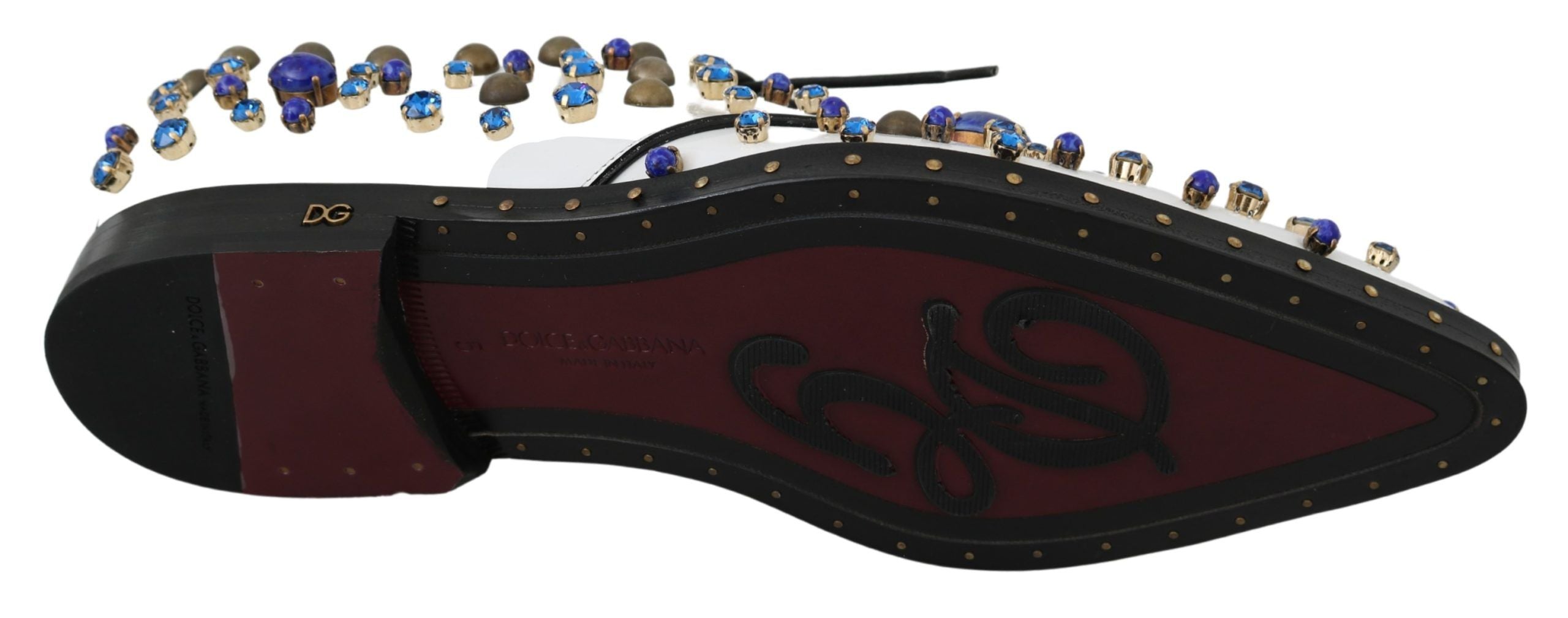 Dolce &amp; Gabbana Elegante weiße Lederschuhe mit Kristallen