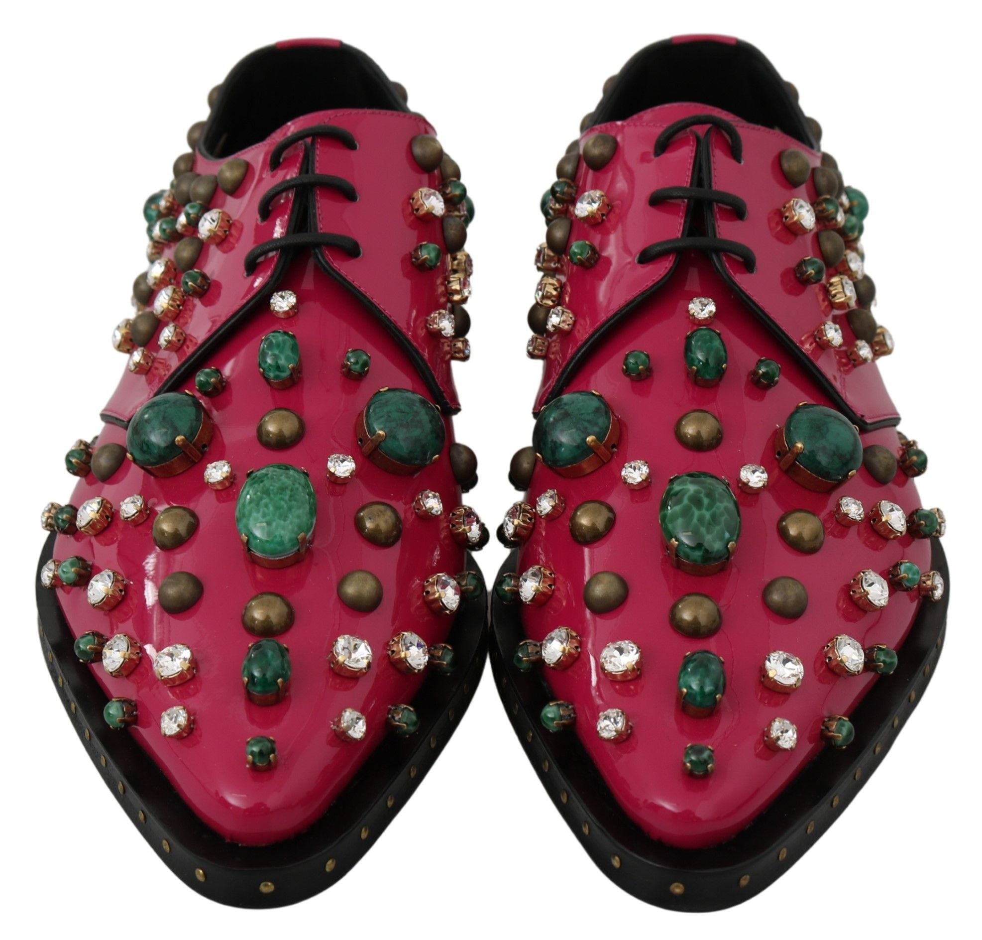 Dolce &amp; Gabbana – Fuchsiafarbene Ballerinas aus Lackleder mit Kristallen