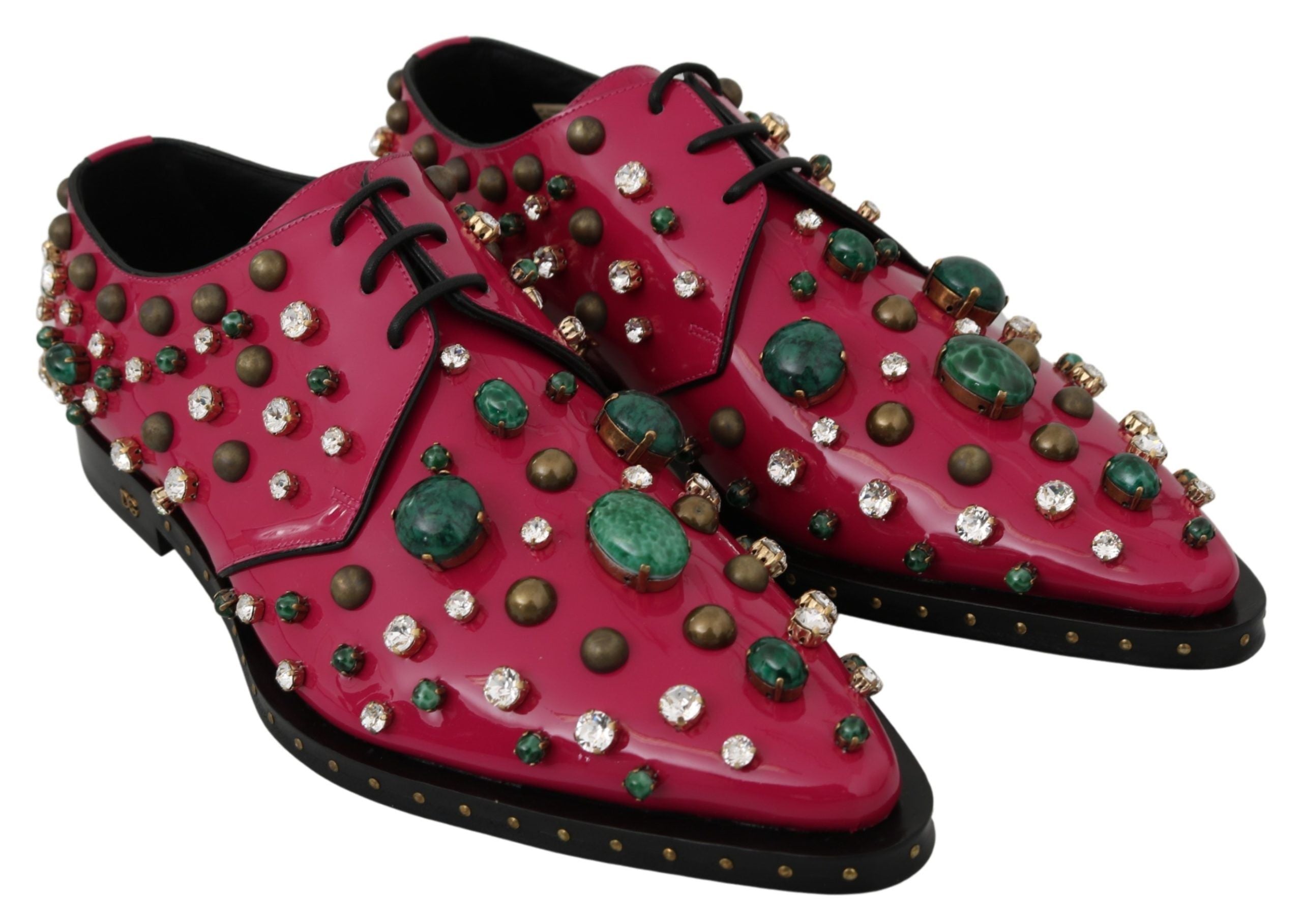 Dolce &amp; Gabbana – Fuchsiafarbene Ballerinas aus Lackleder mit Kristallen