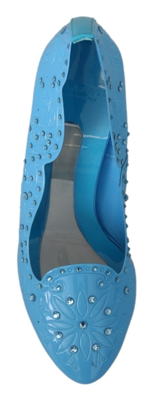 Dolce &amp; Gabbana – Blaue Cinderella-Pumps mit Kristallverzierung