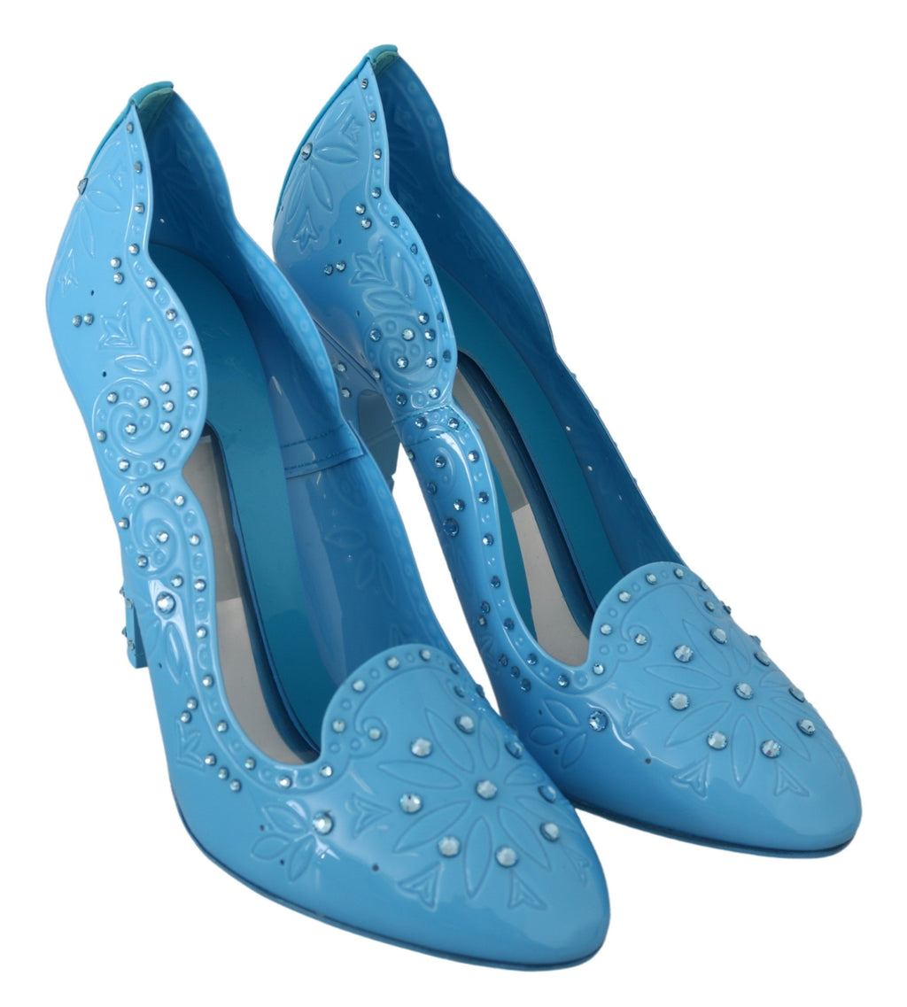 Dolce &amp; Gabbana – Blaue Cinderella-Pumps mit Kristallverzierung