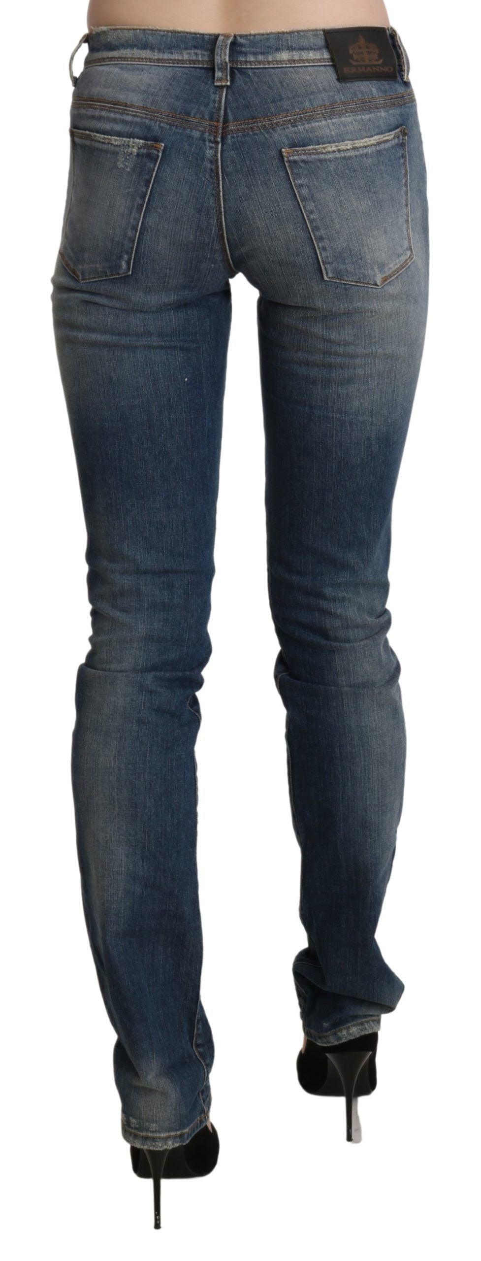 Ermanno Scervino – Schicker Skinny-Jeansstoff mit mittlerer Taille in verwaschenem Blau