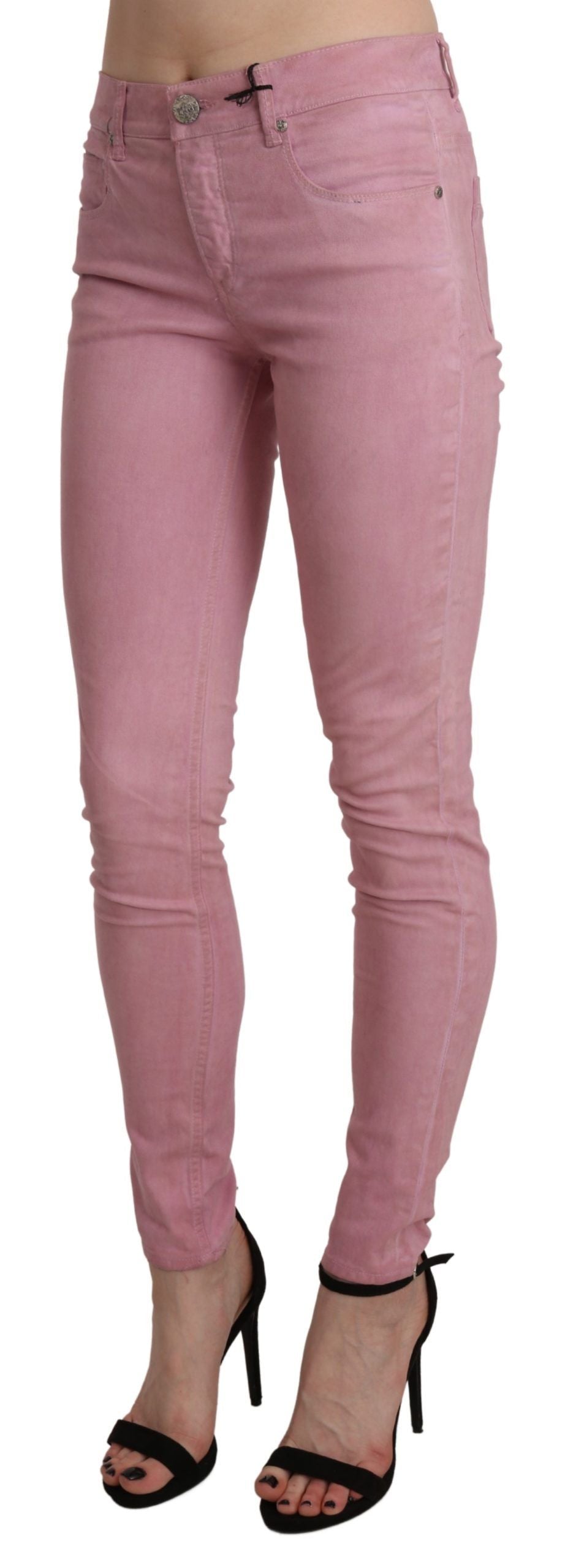 Acht Chic – Pinke Skinny-Jeans mit mittlerer Taille