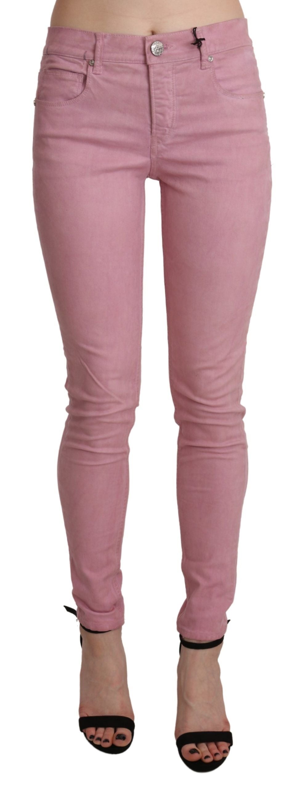 Acht Chic – Pinke Skinny-Jeans mit mittlerer Taille