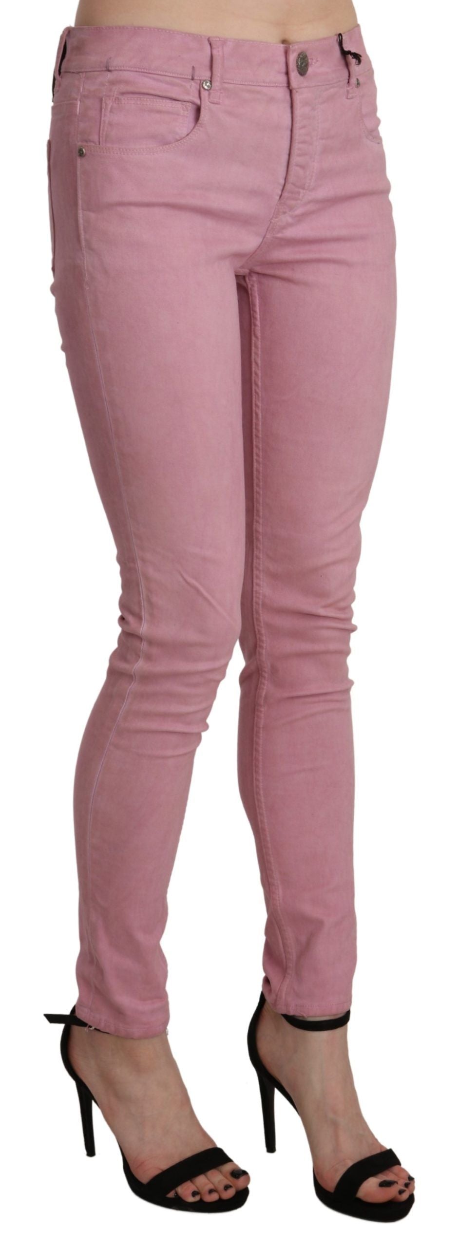 Acht Chic – Pinke Skinny-Jeans mit mittlerer Taille