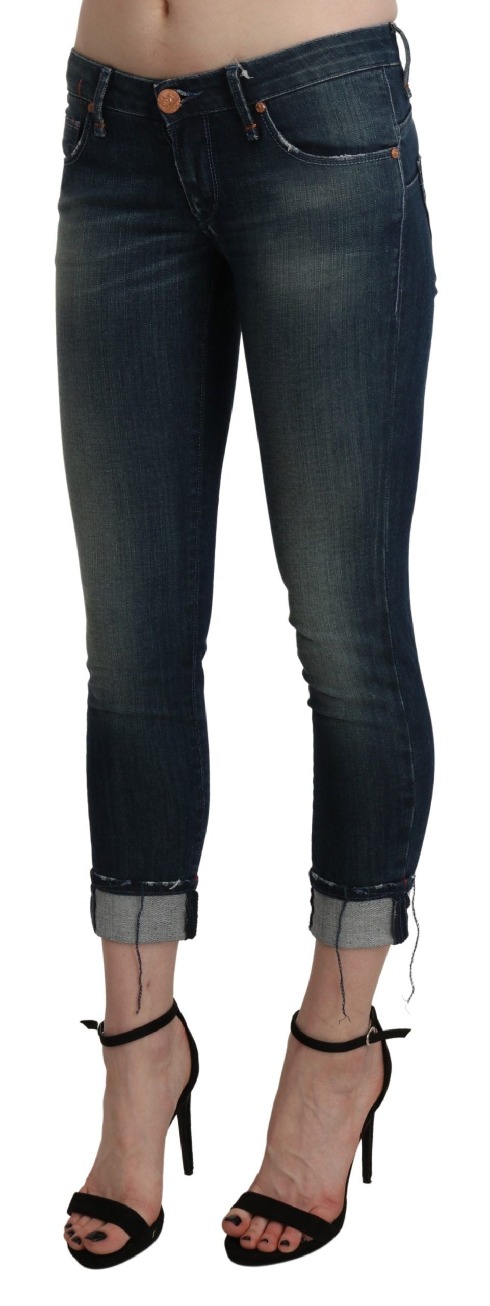 Acht Chic – Blau verwaschene Skinny-Crop-Jeans