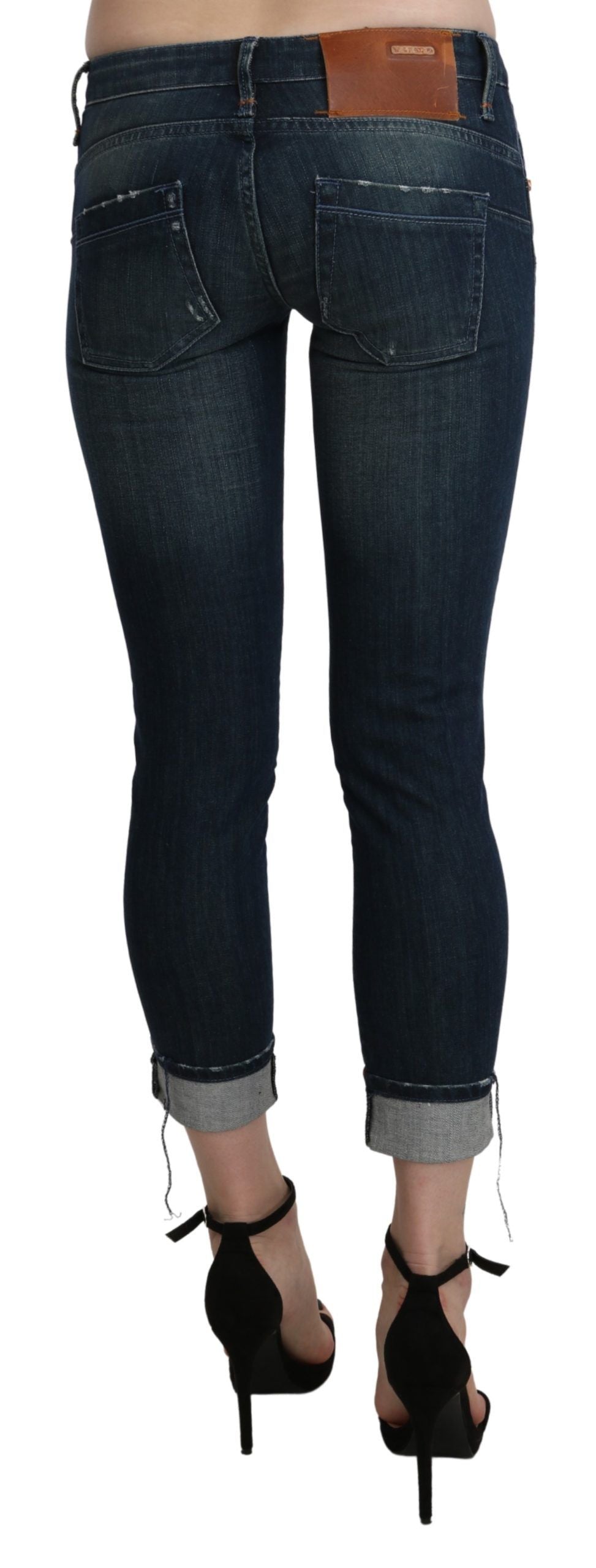 Acht Chic – Blau verwaschene Skinny-Crop-Jeans