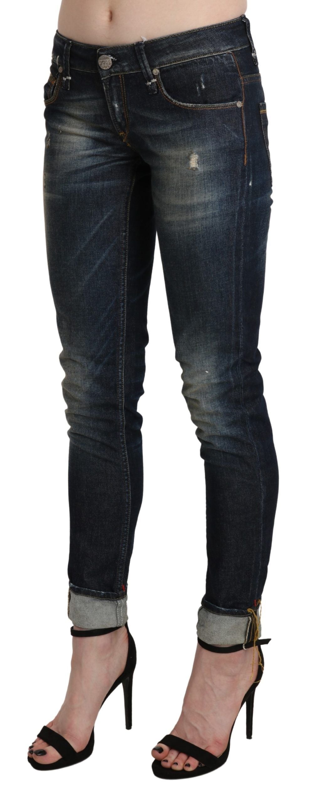Acht Chic – Dunkelblaue Skinny-Crop-Jeans
