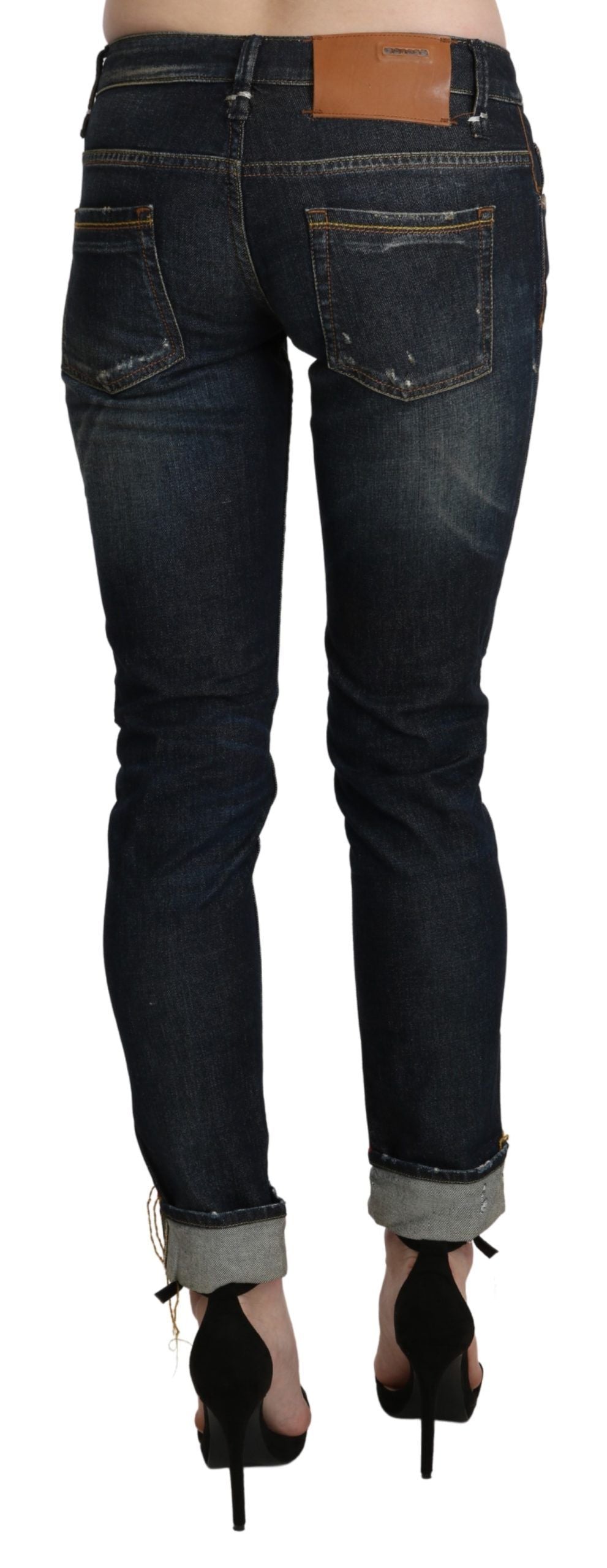Acht Chic – Dunkelblaue Skinny-Crop-Jeans