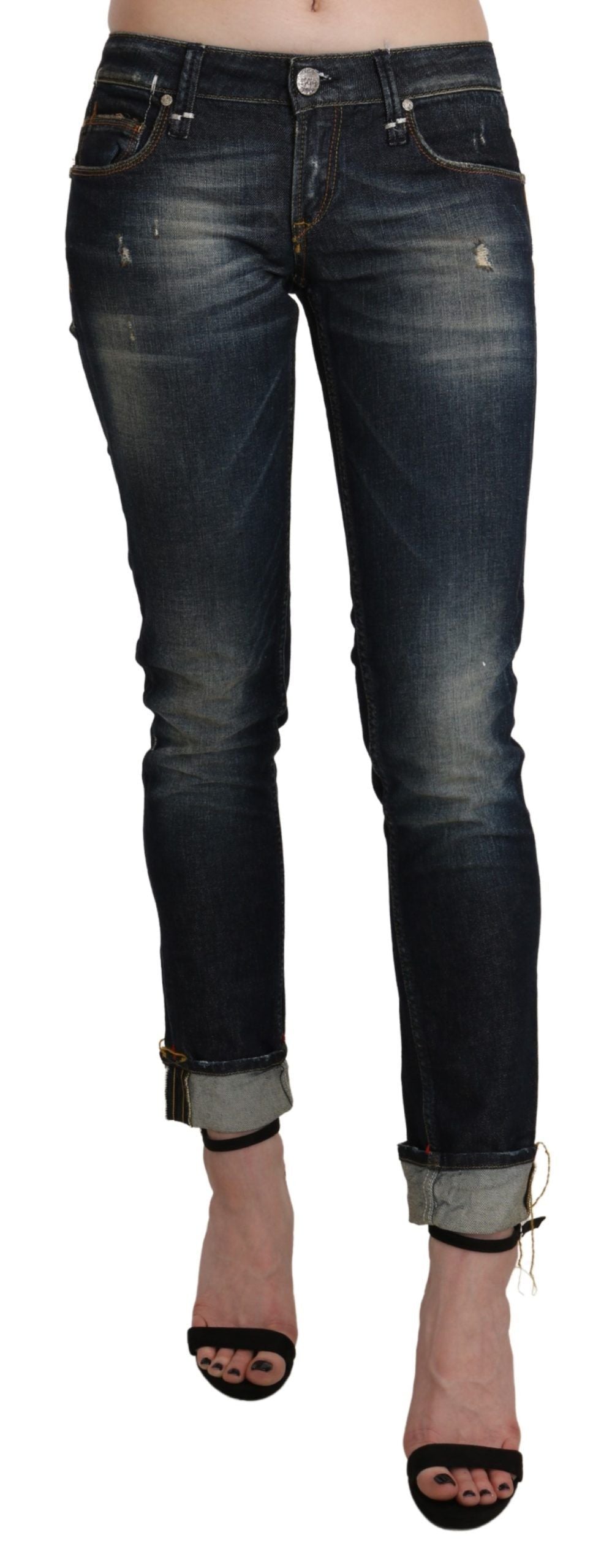 Acht Chic – Dunkelblaue Skinny-Crop-Jeans
