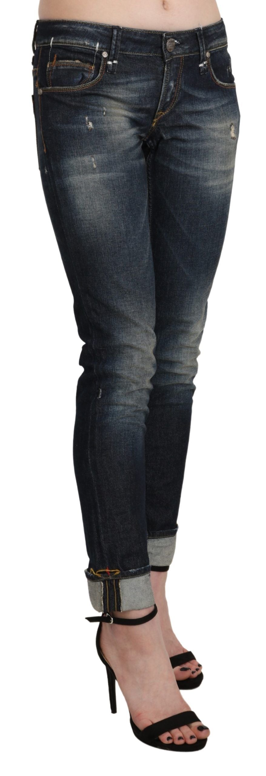 Acht Chic – Dunkelblaue Skinny-Crop-Jeans