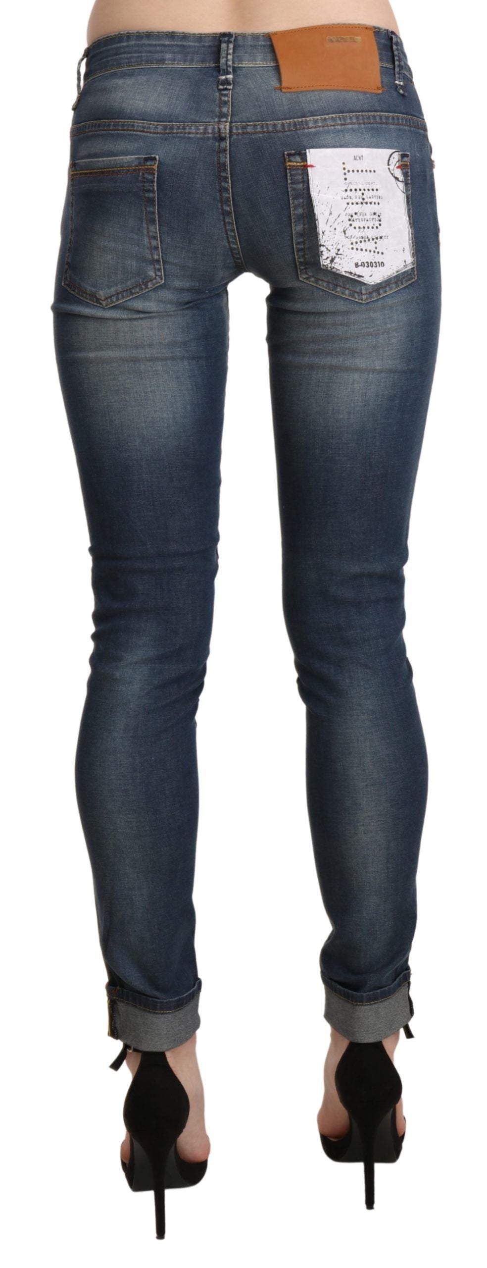Acht Chic – Blau verwaschene Skinny-Crop-Jeans
