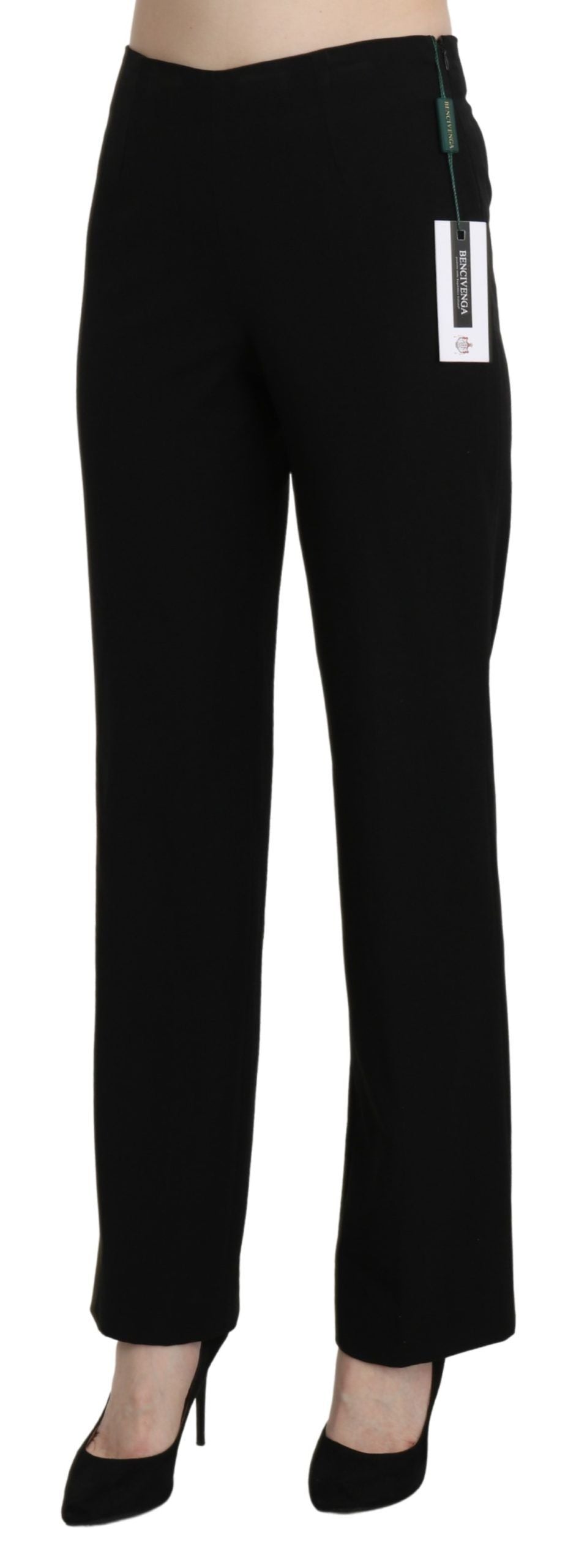 BENCIVENGA Elegante schwarze gerade Hose mit hoher Taille