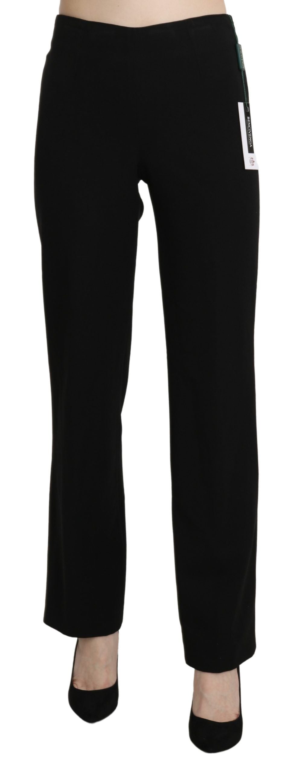 BENCIVENGA Elegante schwarze gerade Hose mit hoher Taille
