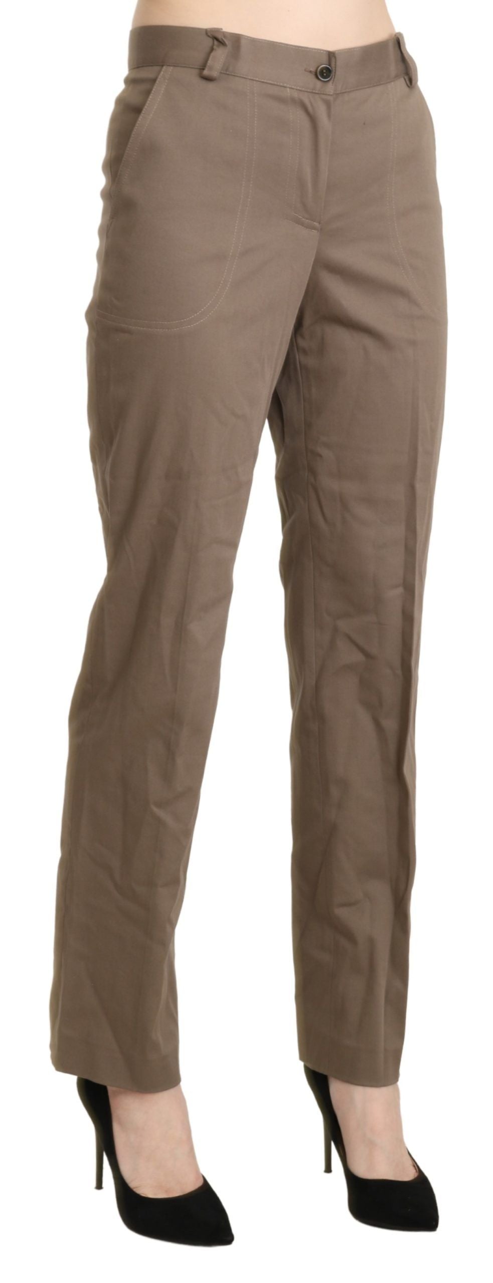 BENCIVENGA Elegante High Waist Straight Hose in Braun