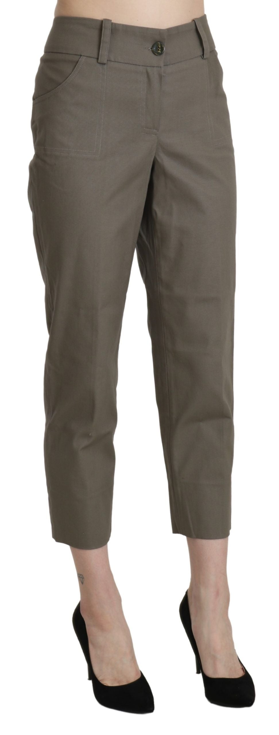 BENCIVENGA Elegante High Waist Cropped Hose in Grau