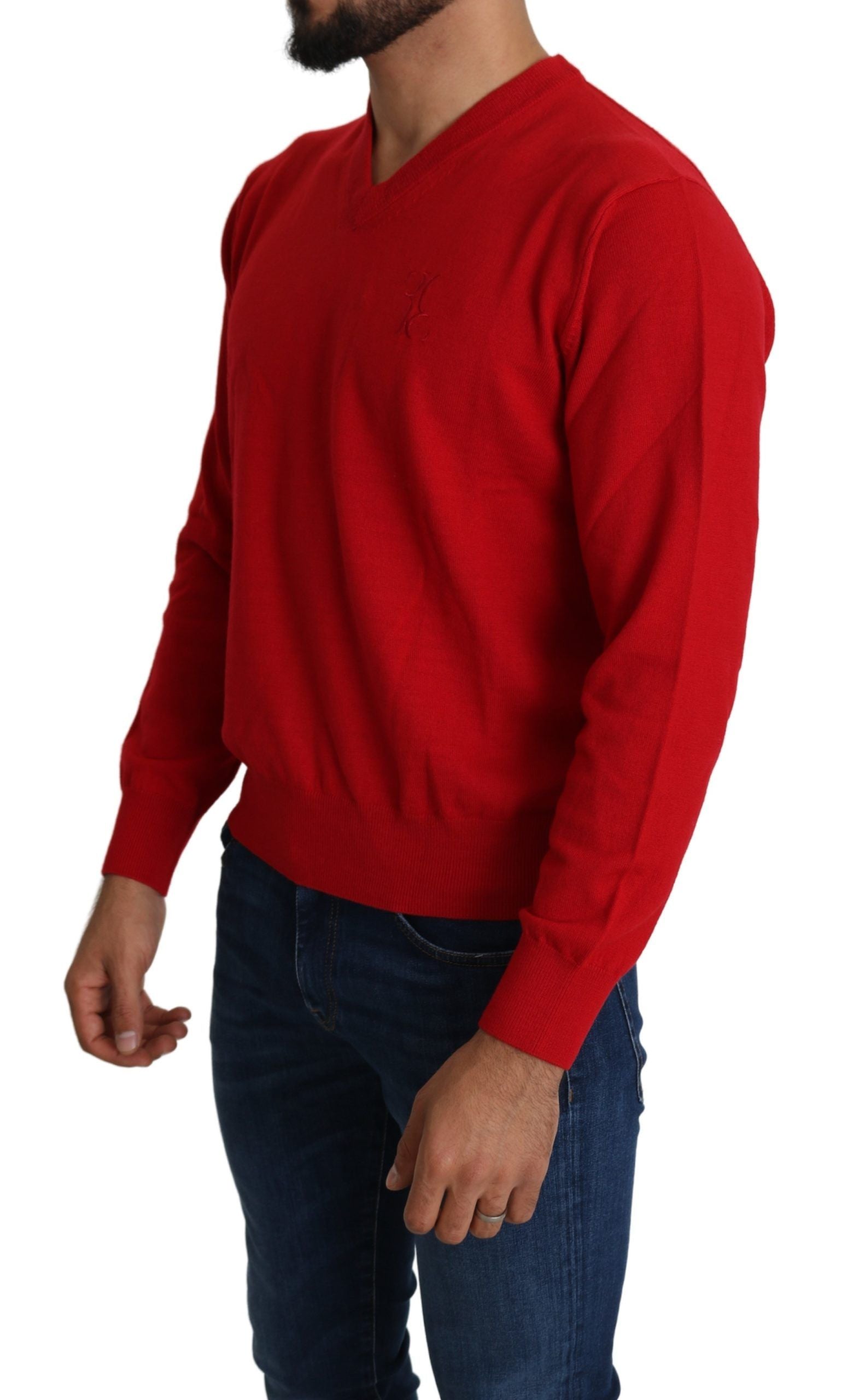 Billionaire Italian Couture – Ikonischer, bestickter roter Wollpullover