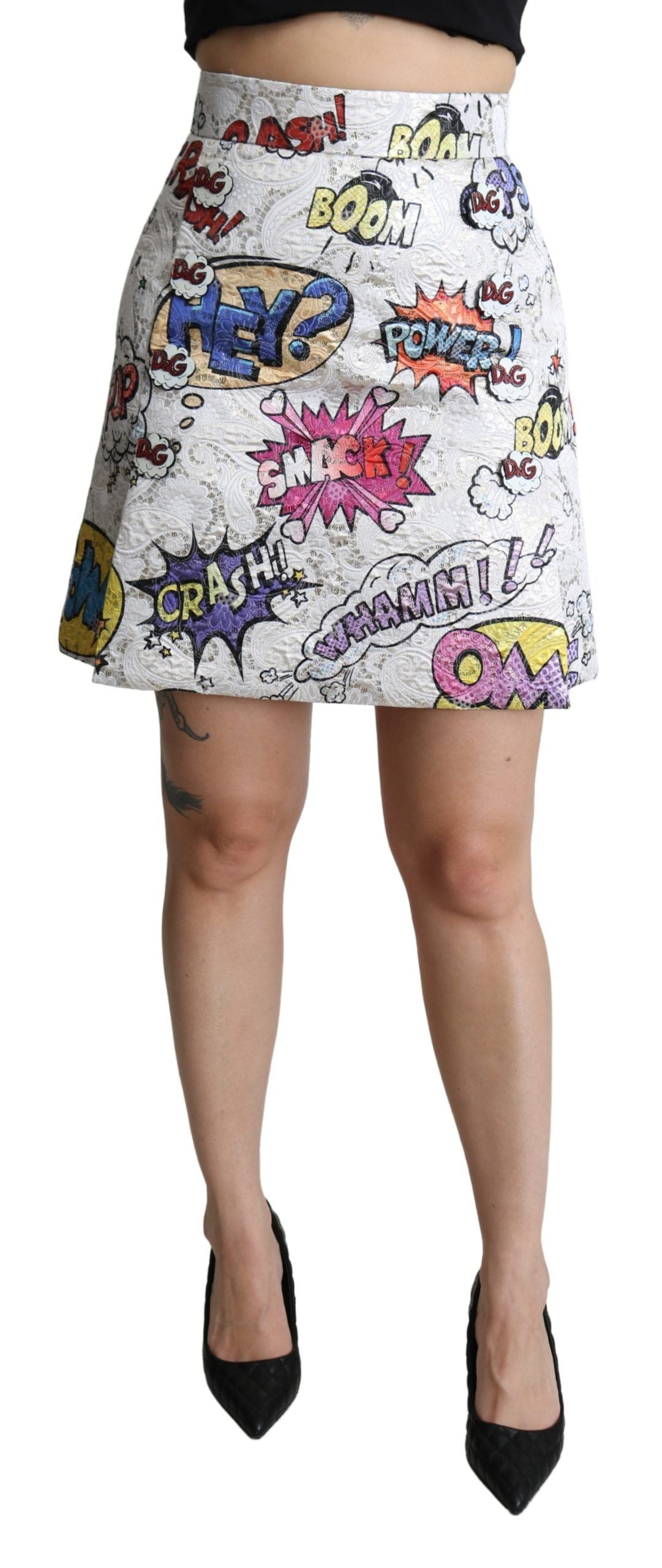 Dolce &amp; Gabbana Schicker Minirock aus Brokat mit Cartoon-Motiv