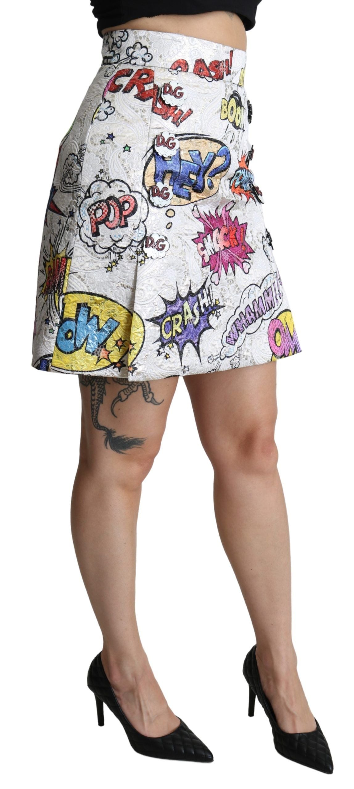 Dolce &amp; Gabbana Schicker Minirock aus Brokat mit Cartoon-Motiv