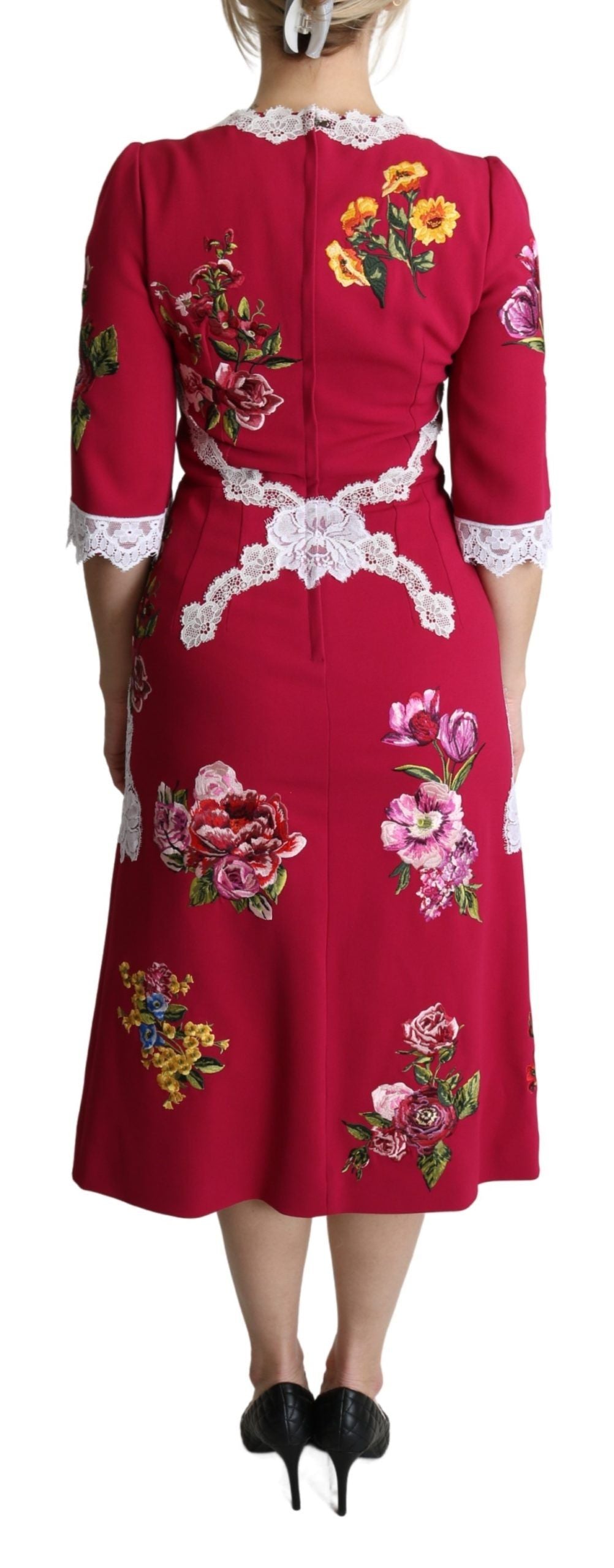 Dolce &amp; Gabbana – Etui-Midikleid mit Blumenstickerei