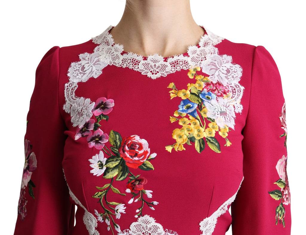 Dolce &amp; Gabbana – Etui-Midikleid mit Blumenstickerei