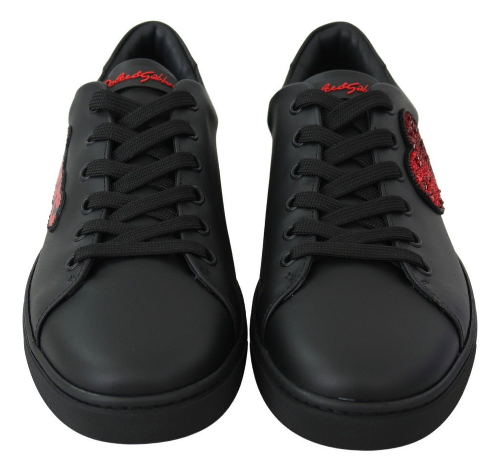 Dolce &amp; Gabbana Elegante Leder-Sneaker mit roten Akzenten