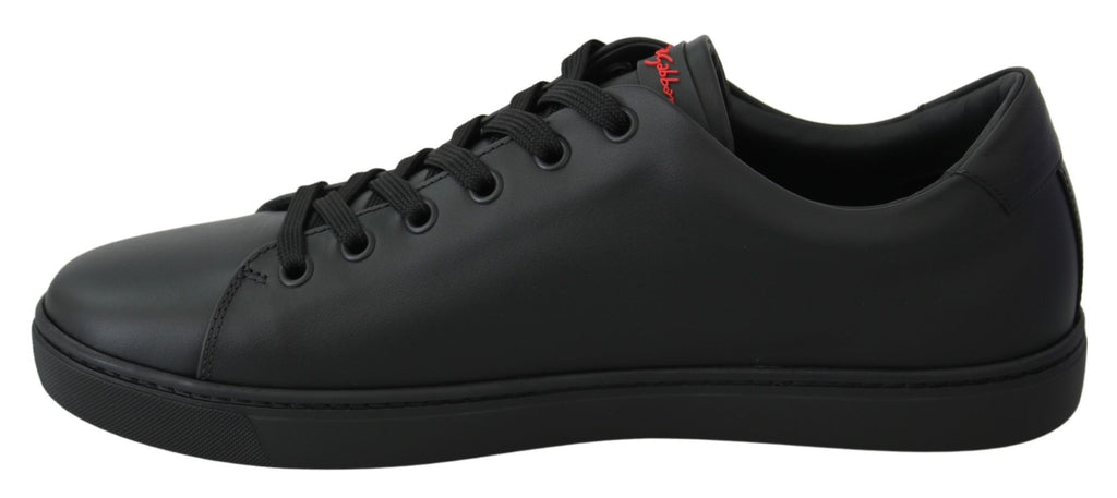 Dolce &amp; Gabbana Elegante Leder-Sneaker mit roten Akzenten