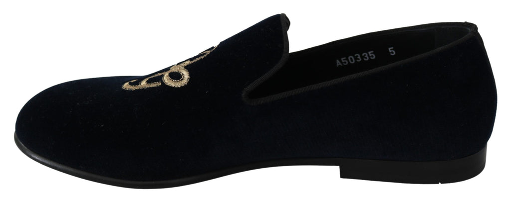 Dolce &amp; Gabbana Elegante blaue Loafer mit Stickerei