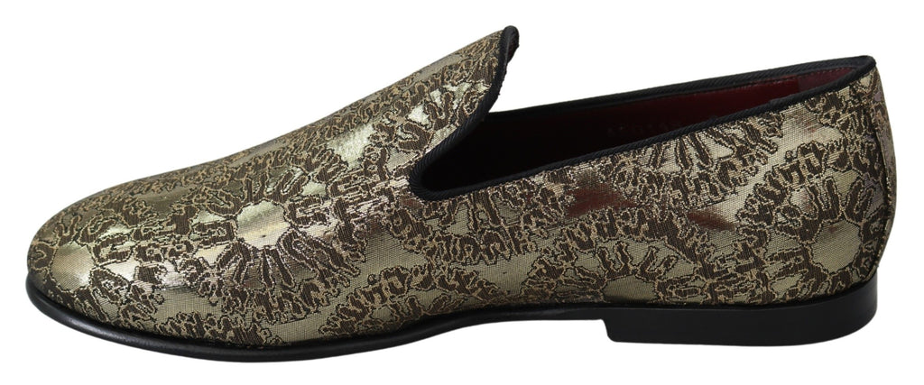 Dolce &amp; Gabbana – Goldene Bordeaux-Loafer mit Pantoletten, elegante Schuhe