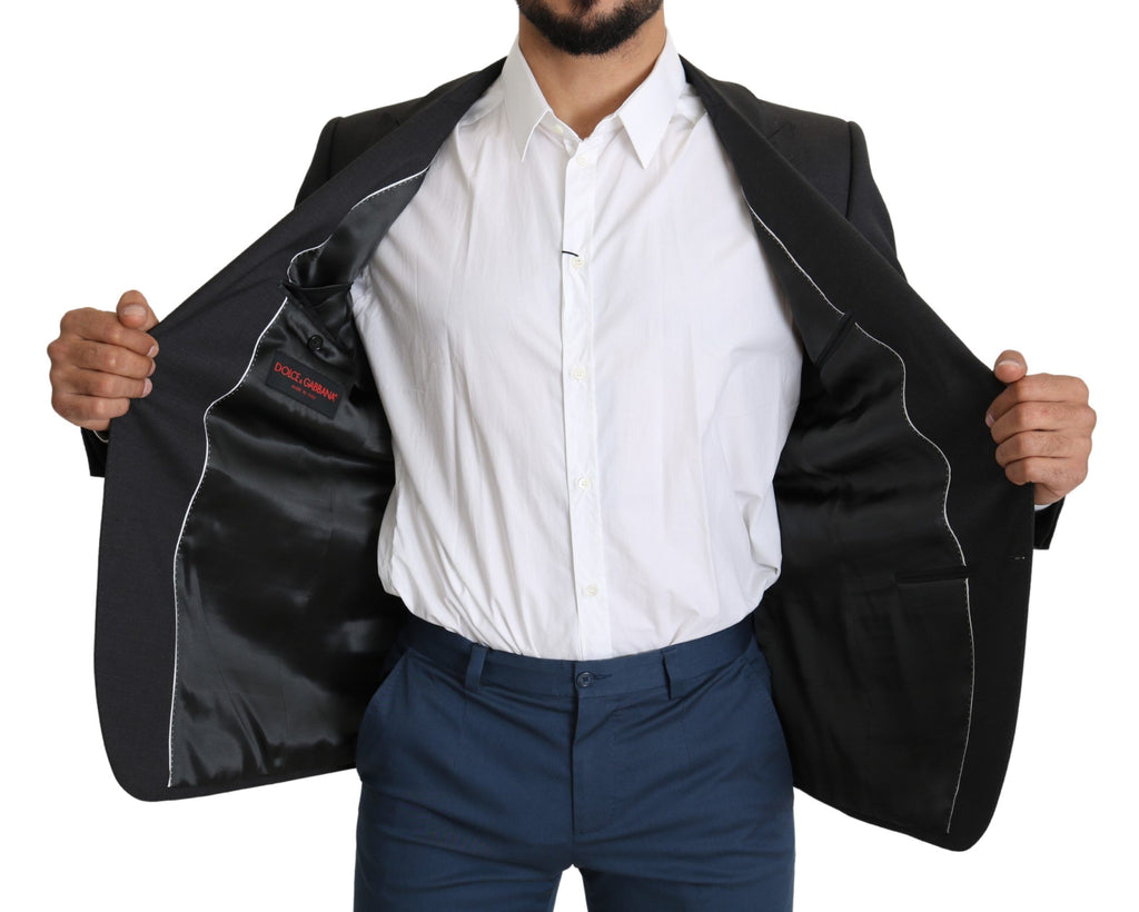Dolce &amp; Gabbana Eleganter Slim Fit Blazer aus grauer Woll-Seidenmischung