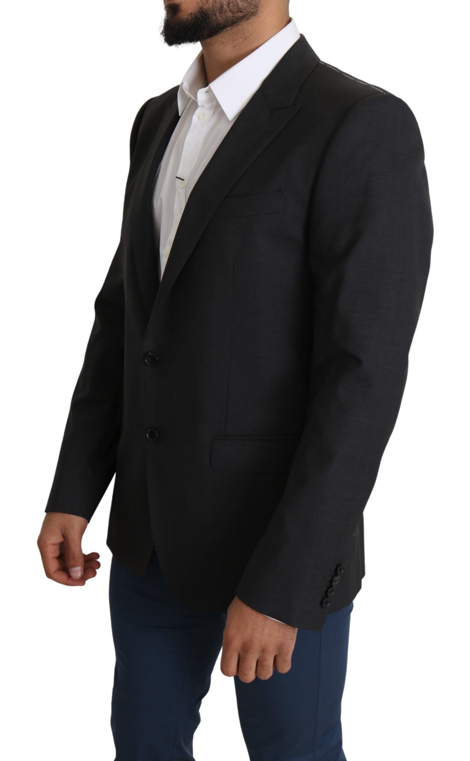 Dolce &amp; Gabbana Eleganter Slim Fit Blazer aus grauer Woll-Seidenmischung