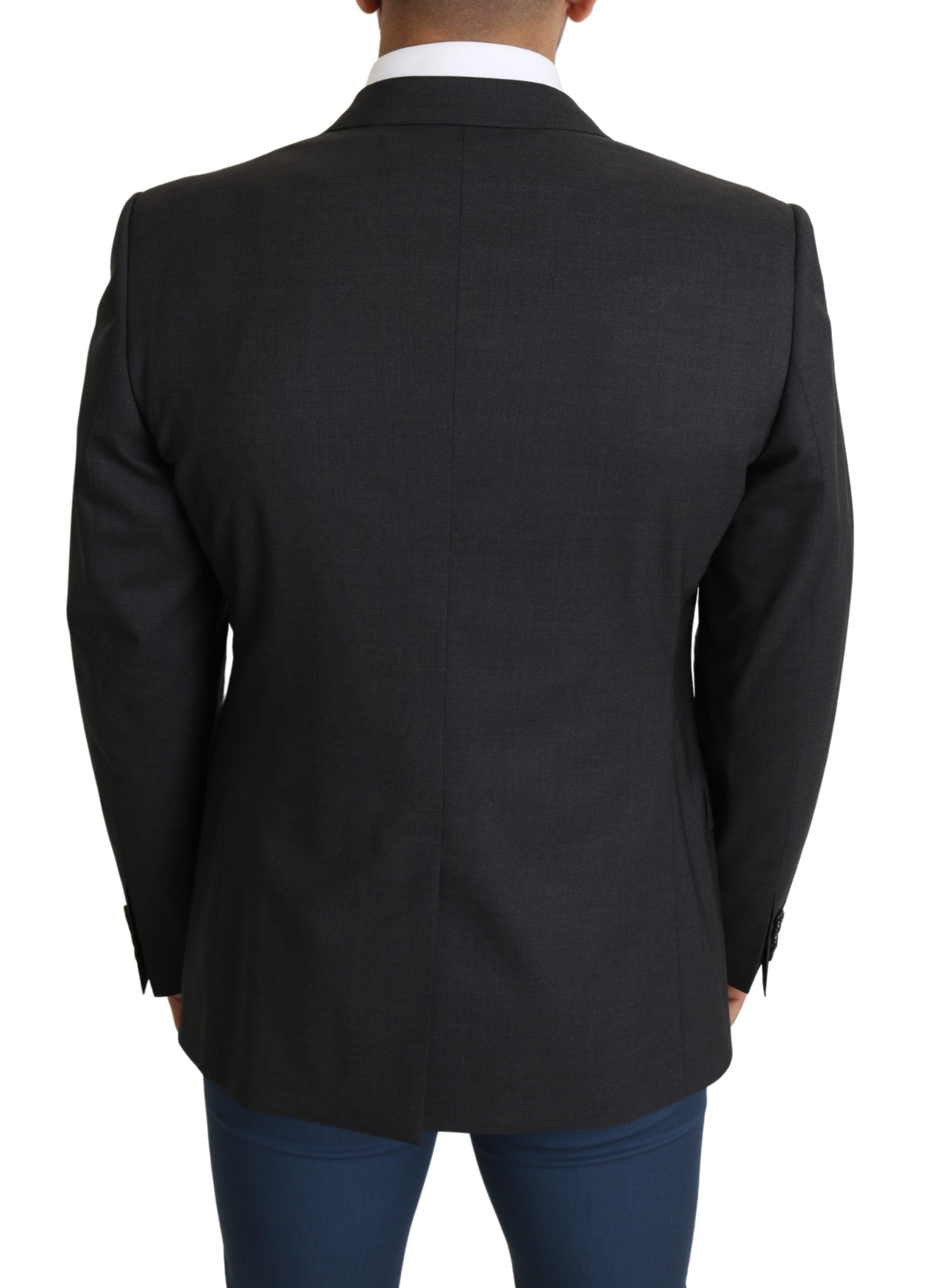 Dolce &amp; Gabbana Eleganter Slim Fit Blazer aus grauer Woll-Seidenmischung