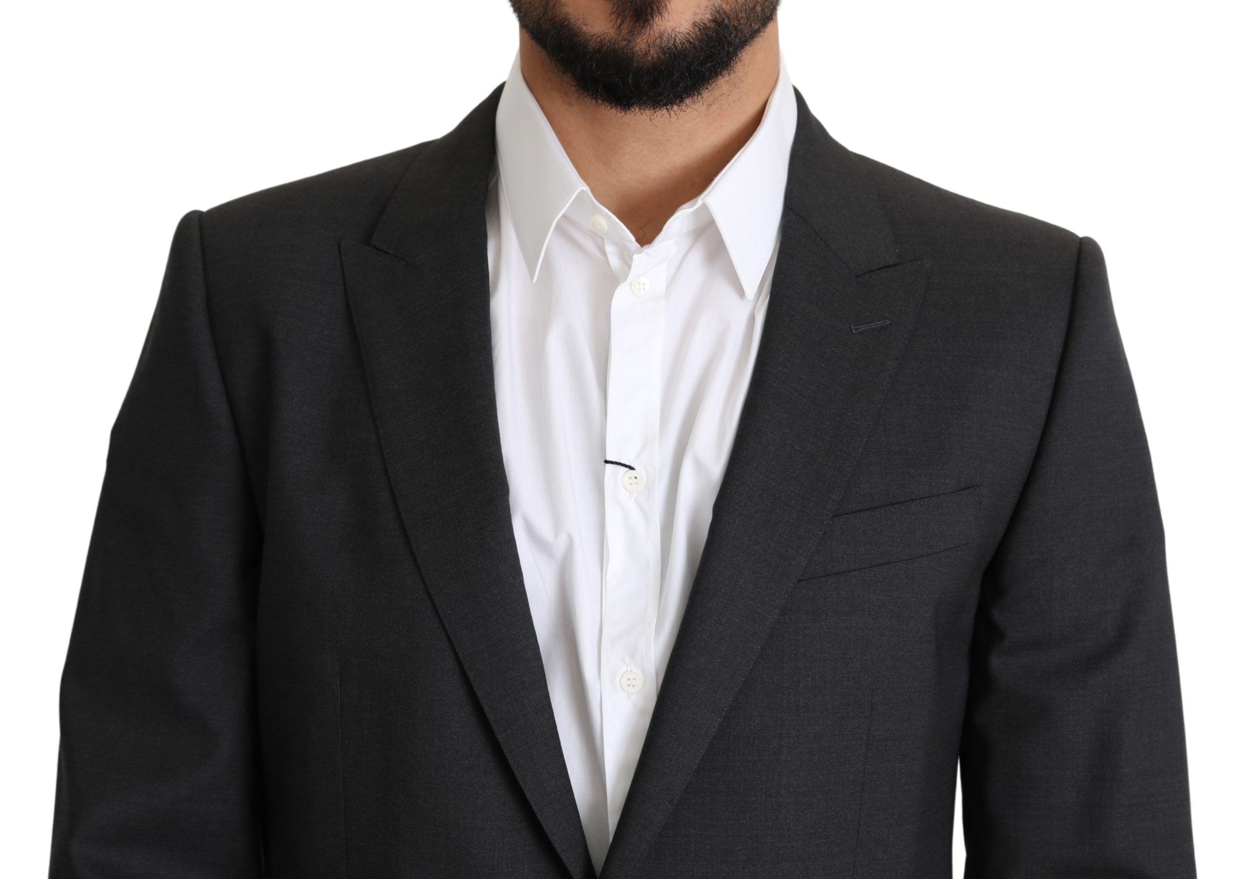Dolce &amp; Gabbana Eleganter Slim Fit Blazer aus grauer Woll-Seidenmischung