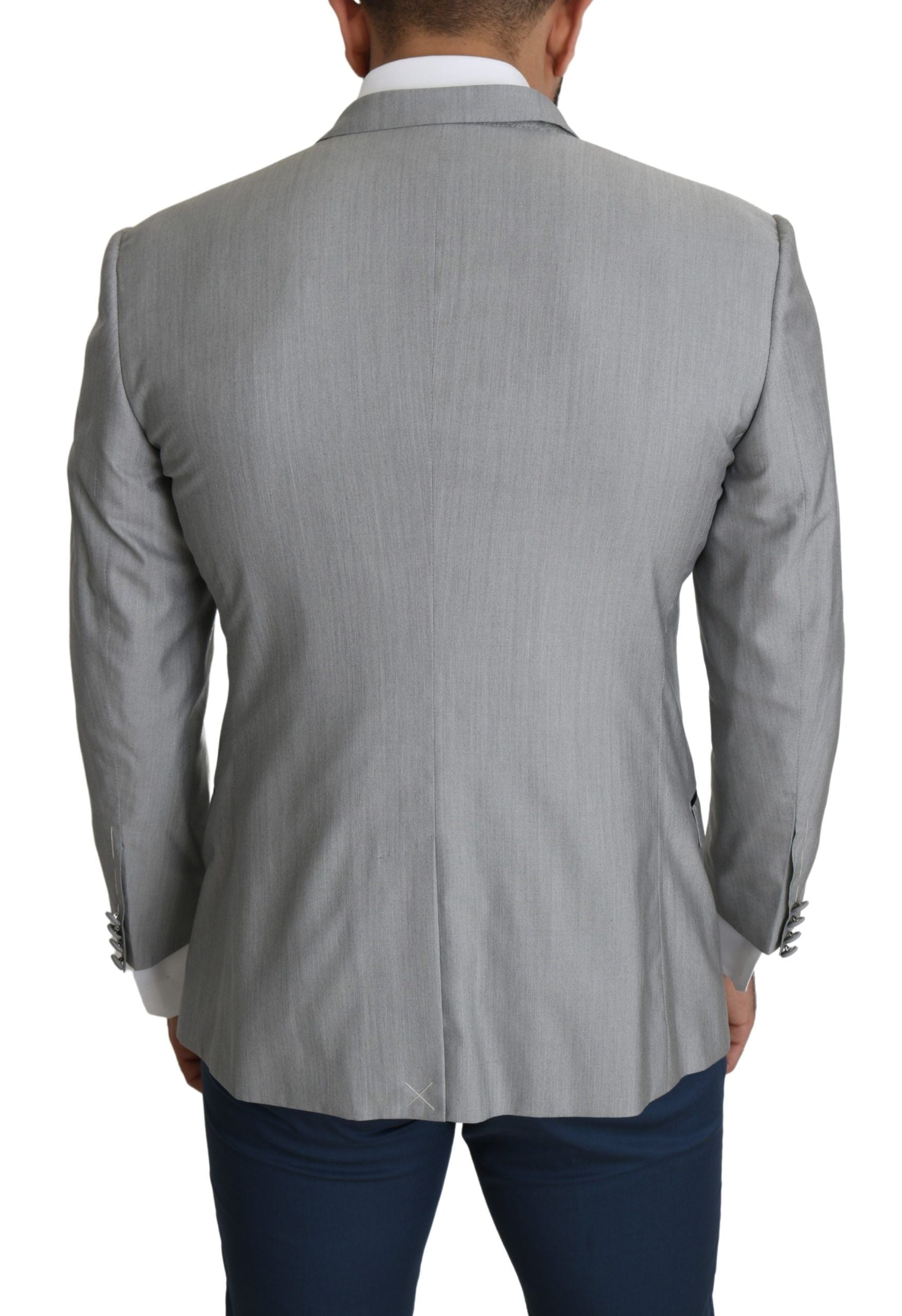Dolce &amp; Gabbana Eleganter hellgrauer Blazer aus Seidenmischung