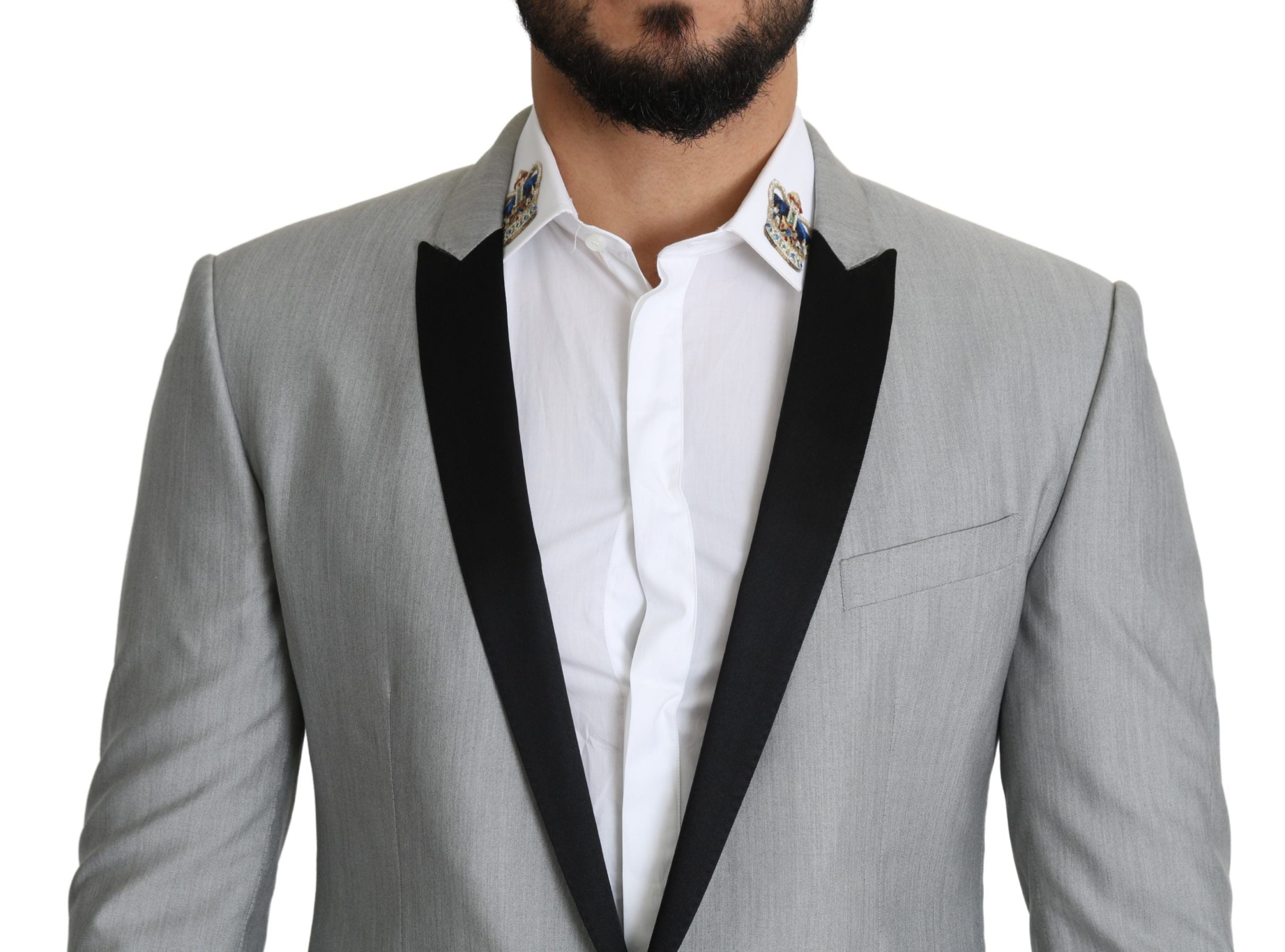 Dolce &amp; Gabbana Eleganter hellgrauer Blazer aus Seidenmischung