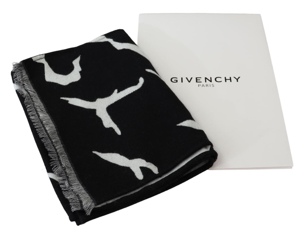 Givenchy Eleganter Unisex Woll-Seiden-Schal in Schwarz &amp; Weiß
