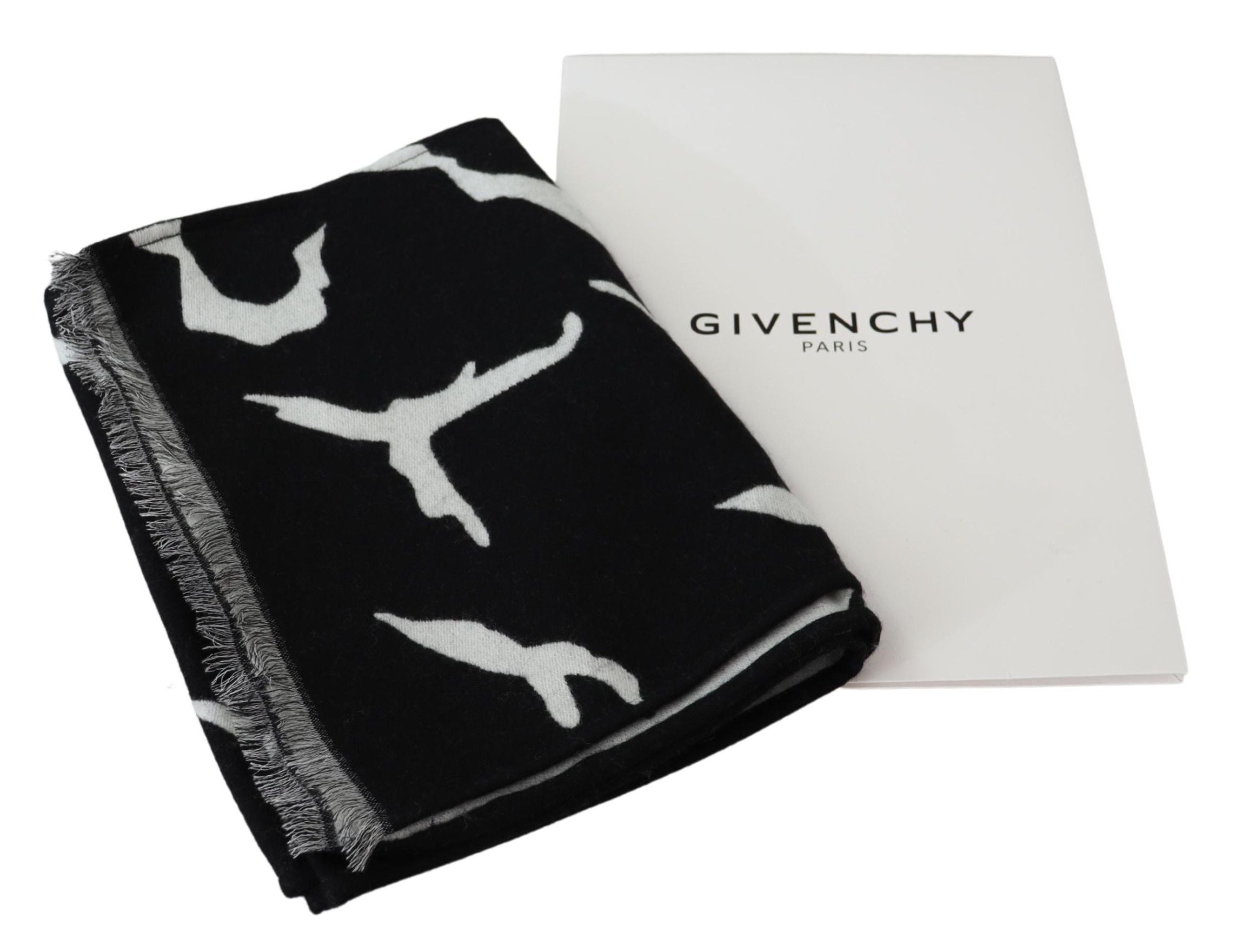 Givenchy Eleganter Unisex Woll-Seiden-Schal in Schwarz &amp; Weiß