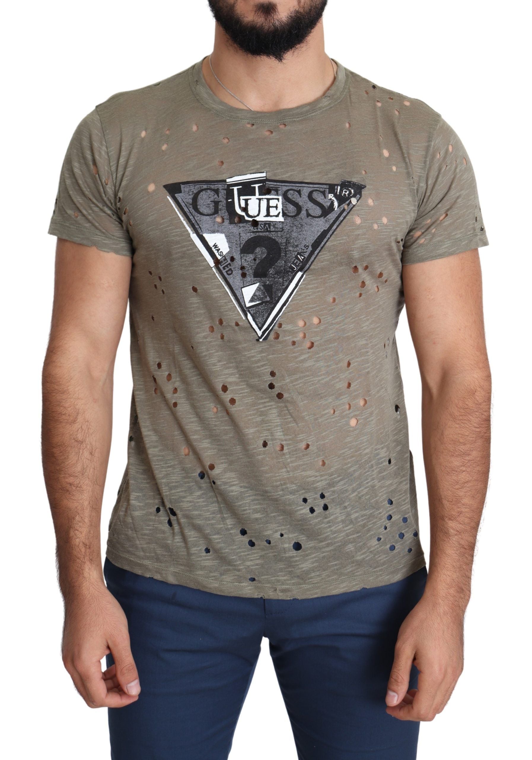 Guess – Schickes T-Shirt aus brauner Baumwolle mit Stretch